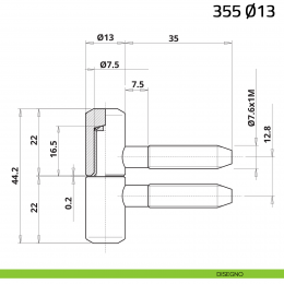 Cerniera anuba in acciaio inox Otlav diametro 13 mm con perno in nylon 2