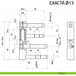 Cerniera anuba 4 gambi regolabile Otlav Exacta diametro 14 mm 2