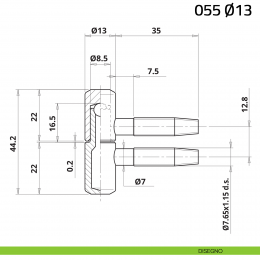 Cerniera anuba liscia Otlav diametro 13 mm ottonata per porta in legno 2