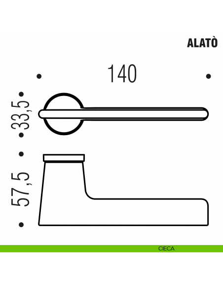 Maniglia per porta Alatò Zero Evolution Colombo Design con rosetta tonda minimale - disegno