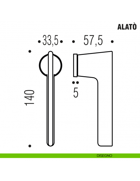 Maniglia per finestra martellina DK Alatò Zero Evolution Colombo Design con rosetta minimale - disegno