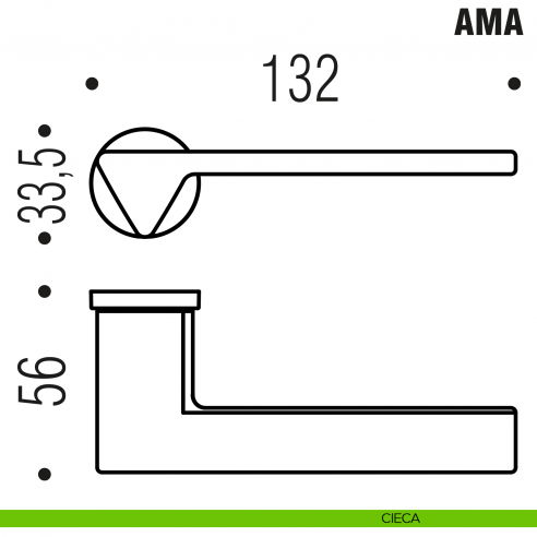 Maniglia per porta Ama Colombo Design con rosetta minimale Zero Evolution - disegno