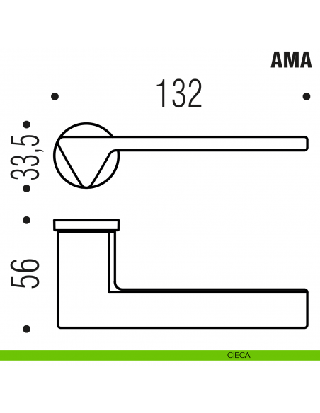 Maniglia per porta Ama Colombo Design con rosetta minimale Zero Evolution - disegno