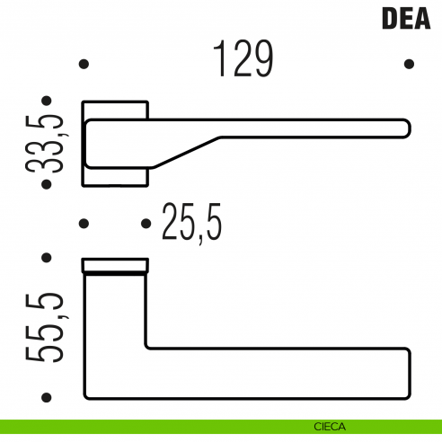 Maniglia per porta Dea Colombo Design con rosetta minimale Zero Evolution - disegno