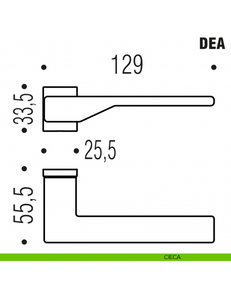 Maniglia per porta Dea Colombo Design con rosetta minimale Zero Evolution - disegno