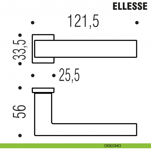 Maniglia per porta Ellesse Colombo Design con rosetta minimale Zero Evolution - disegno