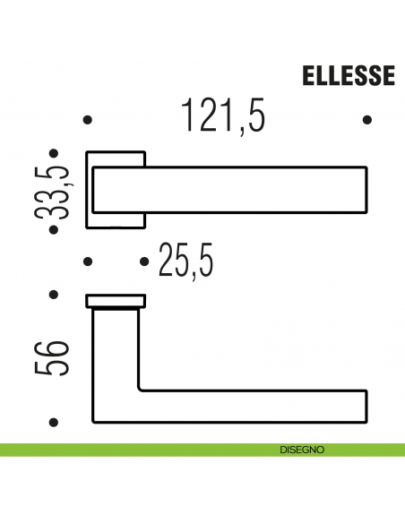 Maniglia per porta Ellesse Colombo Design con rosetta minimale Zero Evolution - disegno