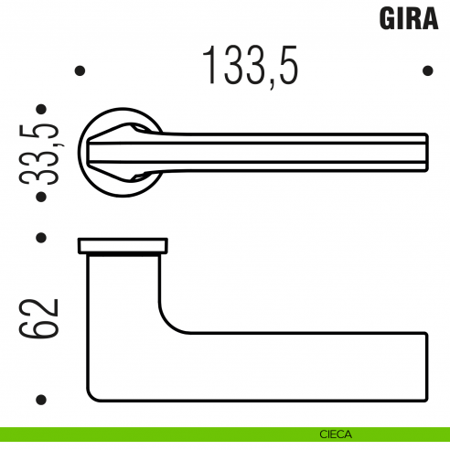 Maniglia per porta Gira Colombo Design con rosetta minimale Zero Evolution - disegno