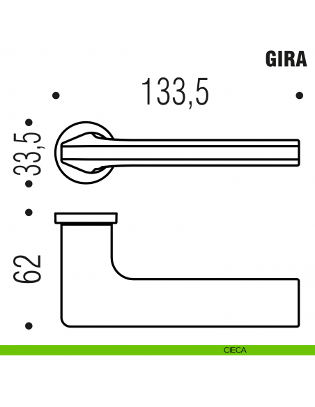 Maniglia per porta Gira Colombo Design con rosetta minimale Zero Evolution - disegno