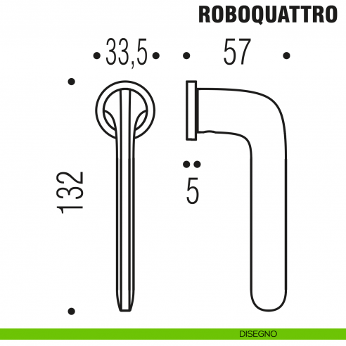 Maniglia per finestra martellina DK Zero Roboquattro Colombo Design con rosetta minimale - disegno