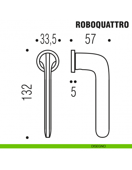 Maniglia per finestra martellina DK Zero Roboquattro Colombo Design con rosetta minimale - disegno