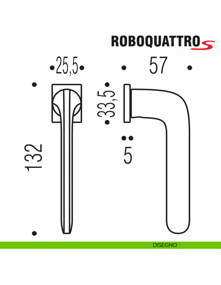 Maniglia per finestra martellina DK Zero Roboquattro S Colombo Design con rosetta minimale - disegno
