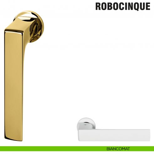 Maniglia per finestra martellina DK Zero Robocinque Colombo Design con rosetta minimale - biancomat