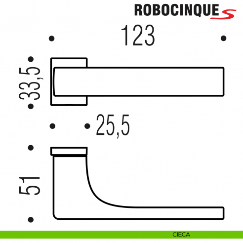 Maniglia per porta Robocinque S Colombo Design con rosetta minimale Zero Evolution - disegno