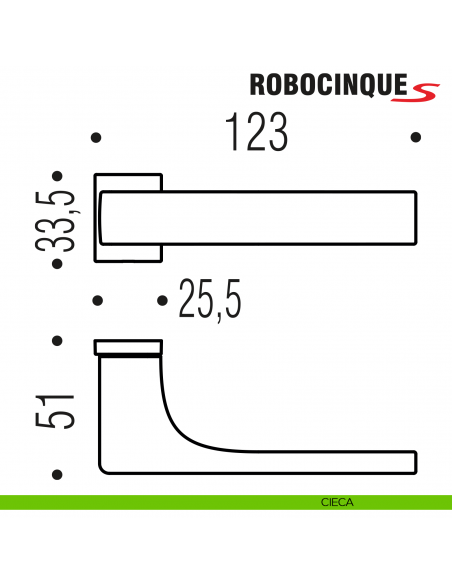 Maniglia per porta Robocinque S Colombo Design con rosetta minimale Zero Evolution - disegno