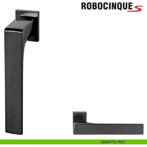Maniglia per finestra martellina DK Zero Robocinque S Colombo Design con rosetta minimale - grafite mat