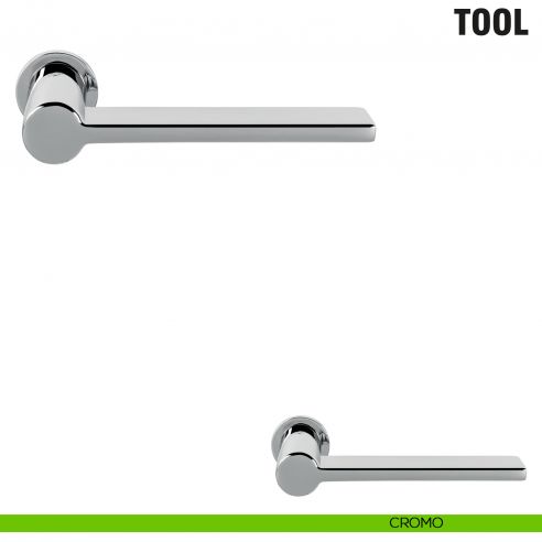 Maniglia per porta Tool Colombo Design con rosetta minimale Zero Evolution - cromo