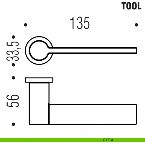 Maniglia per porta Tool Colombo Design con rosetta minimale Zero Evolution - disegno