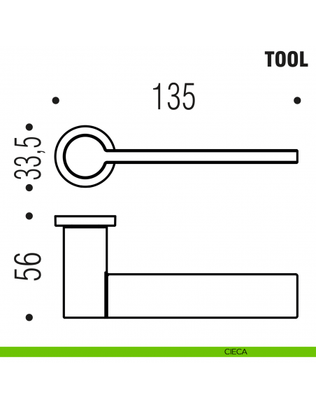 Maniglia per porta Tool Colombo Design con rosetta minimale Zero Evolution - disegno