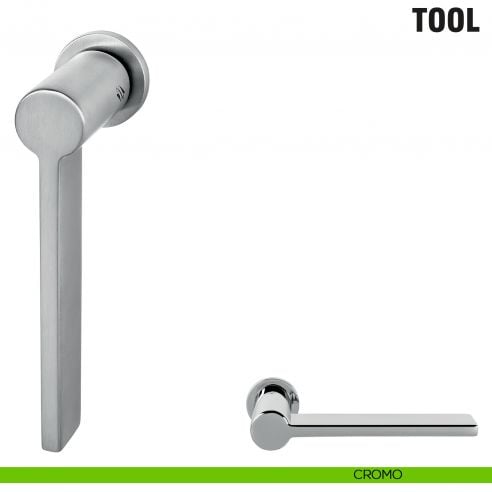 Maniglia per finestra martellina DK Zero Tool Colombo Design con rosetta minimale - cromo