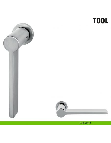 Maniglia per finestra martellina DK Zero Tool Colombo Design con rosetta minimale - cromo