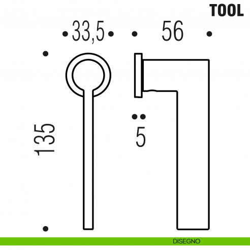 Maniglia per finestra martellina DK Zero Tool Colombo Design con rosetta minimale - disegno