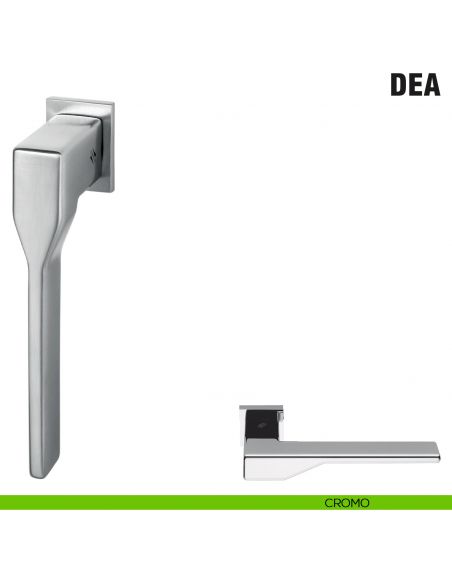 Maniglia per finestra martellina DK Zero Dea Colombo Design con rosetta minimale - cromo
