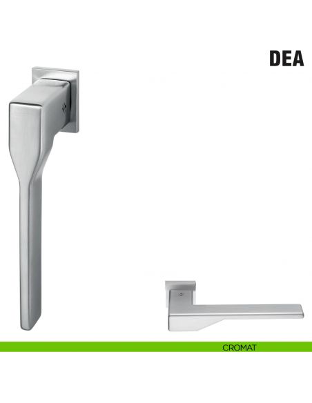 Maniglia per finestra martellina DK Zero Dea Colombo Design con rosetta minimale - cromat
