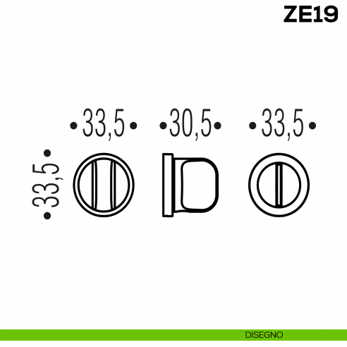 Nottolino per porta Zero Evolution Colombo Design ZE19 BZG/0 con rosetta minimale - disegno