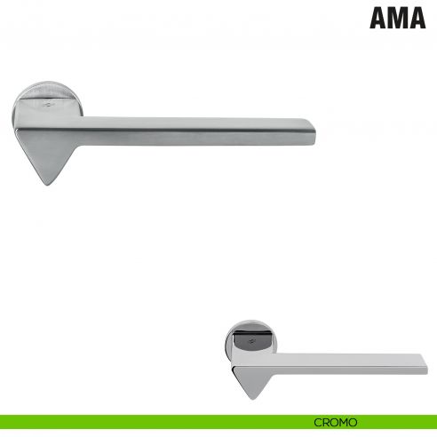 Maniglia per porta Ama Colombo Design con rosetta minimale Zero Evolution - cromo