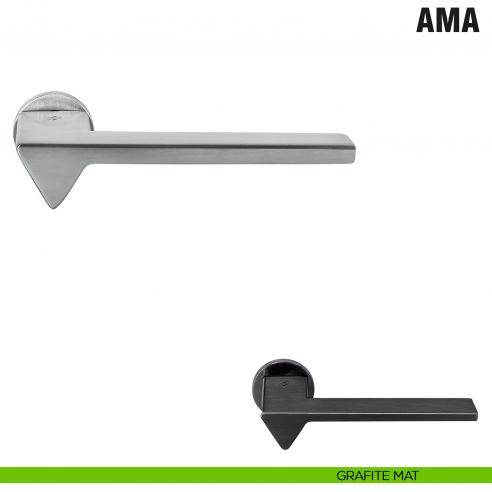 Maniglia per porta Ama Colombo Design con rosetta minimale Zero Evolution - grafite mat