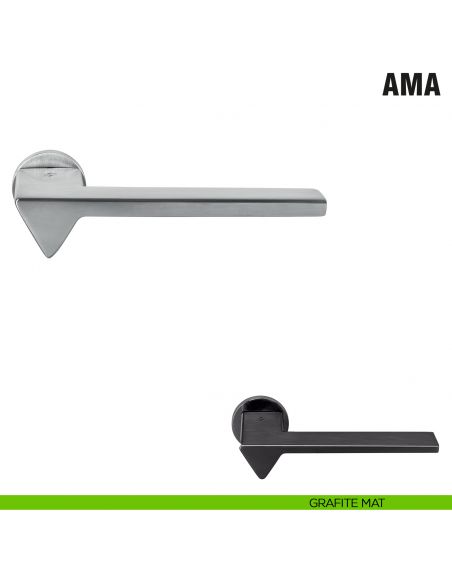 Maniglia per porta Ama Colombo Design con rosetta minimale Zero Evolution - grafite mat