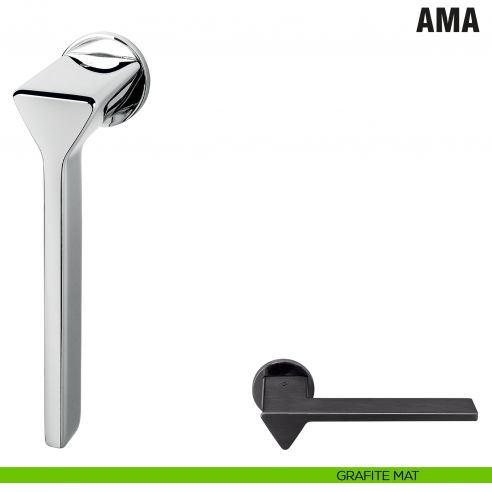 Maniglia per finestra martellina DK Zero Ama Colombo Design con rosetta minimale - grafite mat