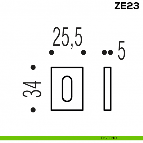 Bocchetta rettangolare patent per porta Zero Evolution Colombo Design ZE23 - disegno