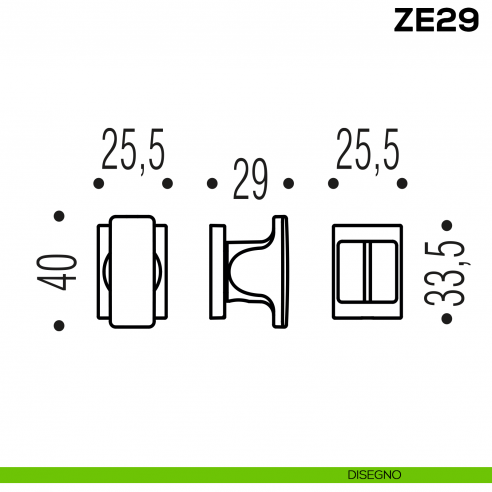 Nottolino per porta Zero Evolution Colombo Design ZE29 BZG/0 con rosetta minimale - DISEGNO
