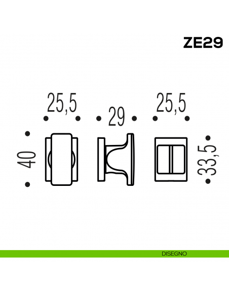 Nottolino per porta Zero Evolution Colombo Design ZE29 BZG/0 con rosetta minimale - DISEGNO