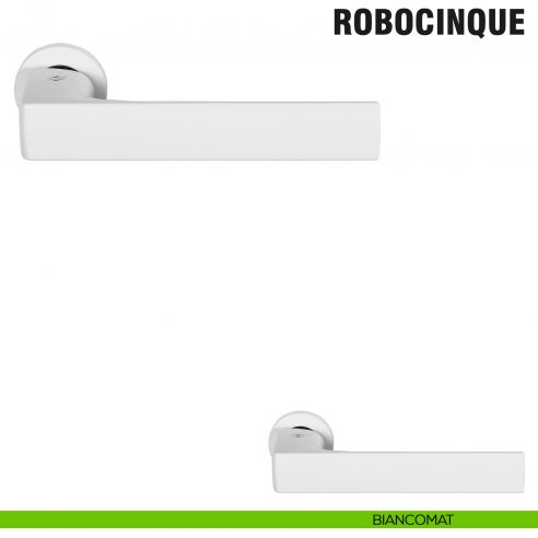Maniglia per porta Robocinque Colombo Design con rosetta minimale Zero Evolution - biancomat