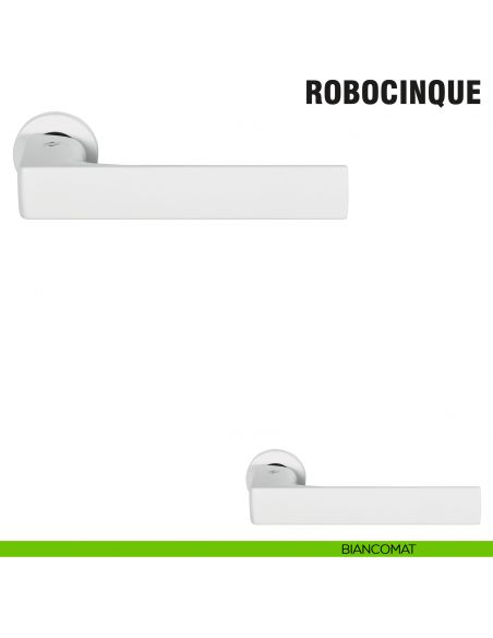 Maniglia per porta Robocinque Colombo Design con rosetta minimale Zero Evolution - biancomat