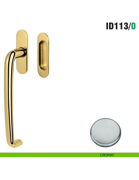 Maniglione per alzante scorrevole ID113/0 singolo Colombo Design con placca minimale Zero Evolution - cromat