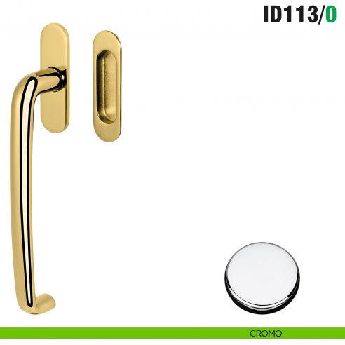 Maniglione per alzante scorrevole ID113/0 singolo Colombo Design con placca minimale Zero Evolution - cromo