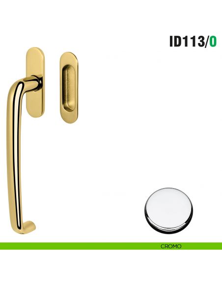 Maniglione per alzante scorrevole ID113/0 singolo Colombo Design con placca minimale Zero Evolution - cromo