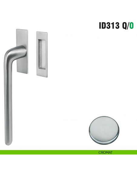 Maniglione per alzante scorrevole ID313 Q/0 singolo Colombo Design con placca minimale Zero Evolution - cromat