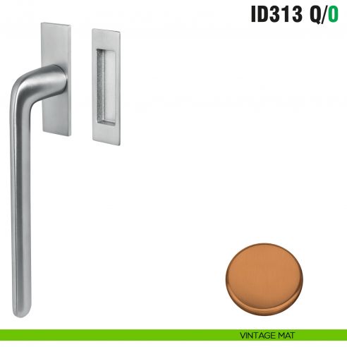 Maniglione per alzante scorrevole ID313 Q/0 singolo Colombo Design con placca minimale Zero Evolution - vintage mat