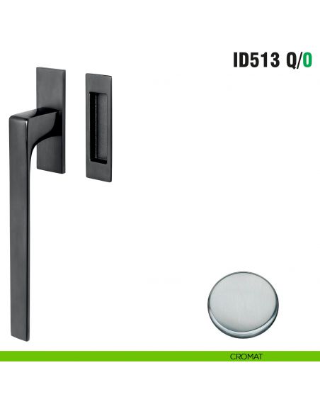 Maniglione per alzante scorrevole ID513 Q/0 singolo Colombo Design con placca minimale Zero Evolution - cromat