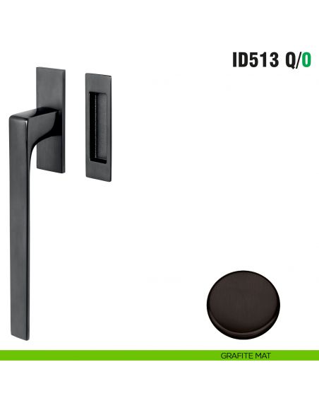 Maniglione per alzante scorrevole ID513 Q/0 singolo Colombo Design con placca minimale Zero Evolution - grafite mat