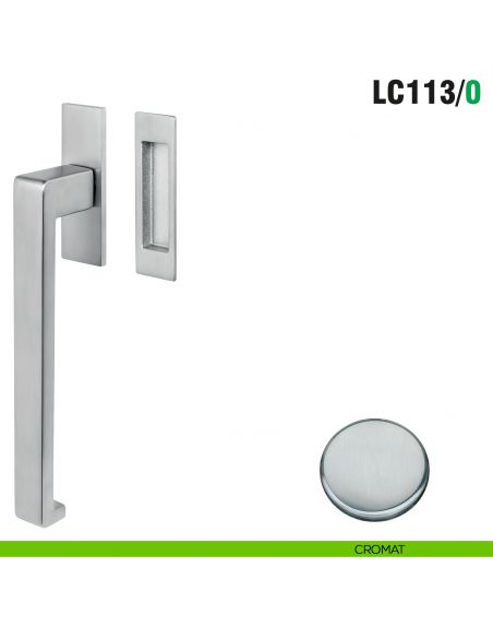 Maniglione per alzante scorrevole LC113/0 singolo Colombo Design con placca minimale Zero Evolution - cromat