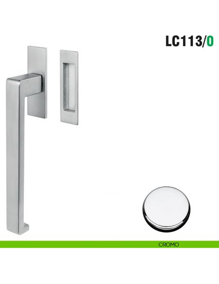 Maniglione per alzante scorrevole LC113/0 singolo Colombo Design con placca minimale Zero Evolution - cromo