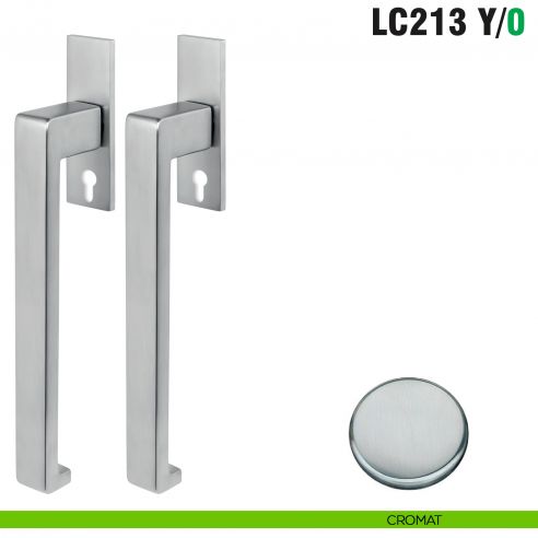 Maniglione per alzante scorrevole LC213 Y/0 accoppiato Colombo Design con placca minimale Zero Evolution - cromat