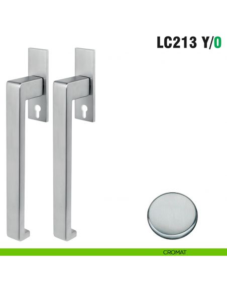 Maniglione per alzante scorrevole LC213 Y/0 accoppiato Colombo Design con placca minimale Zero Evolution - cromat