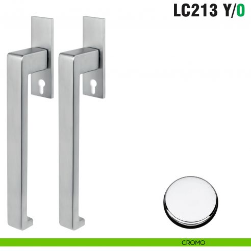 Maniglione per alzante scorrevole LC213 Y/0 accoppiato Colombo Design con placca minimale Zero Evolution - cromo